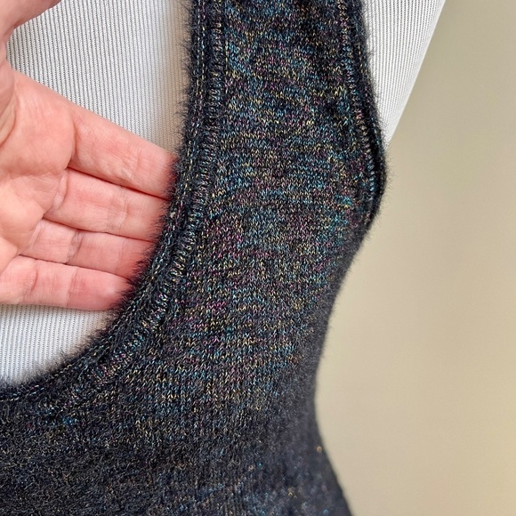 NEW ZARA Woman Midi Black Metallic Fuzzy Knit Cozy Sweater Dress Medium - Picture 7 of 14